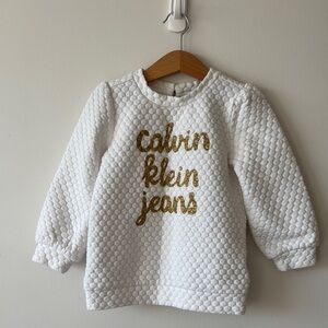 Calvin Klein Jeans White and Gold Textured Sweatshirt